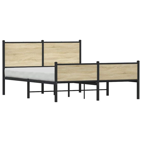 vidaXL Metal Bed Frame without Mattress Sonoma Oak 140x190 cm