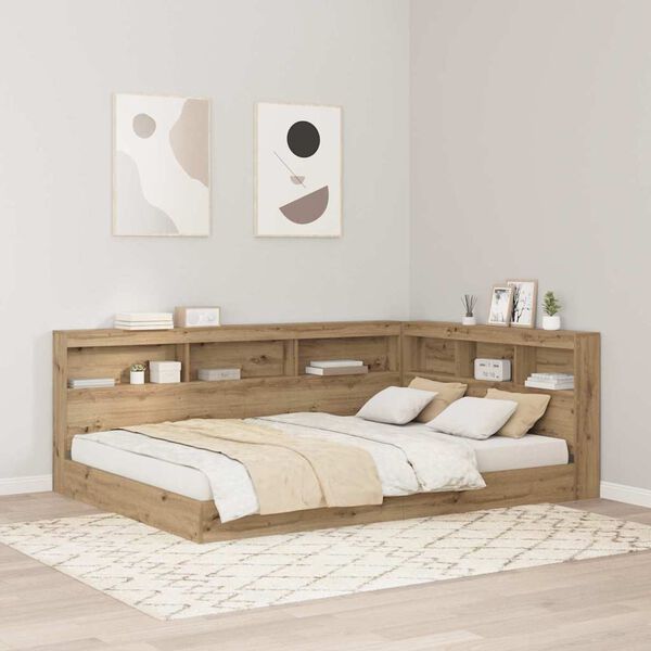 vidaXL Storage Headboard with Shelf Artisan Oak 140 cm Engineered Wood