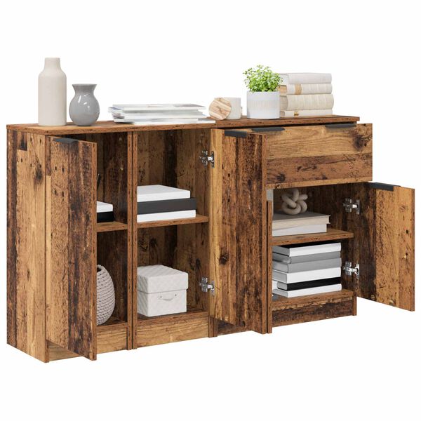 vidaXL Sideboard with Drawer 3 pcs Old Wood Engineered Wood