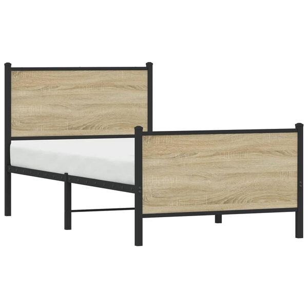 vidaXL Metal Bed Frame without Mattress Sonoma Oak 90x200 cm