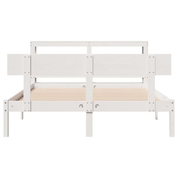 vidaXL Bed Frame without Mattress White 150x200 cm King Size Solid Wood Pine