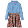 vidaXL Kids' Dress with Long Sleeves Navy and Denim Blue 104