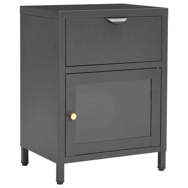 vidaXL Nightstand Anthracite 40x30x54.5 cm Steel and Glass