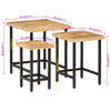 vidaXL Nesting Coffee Tables 3 pcs Solid Rough Mango Wood and Iron