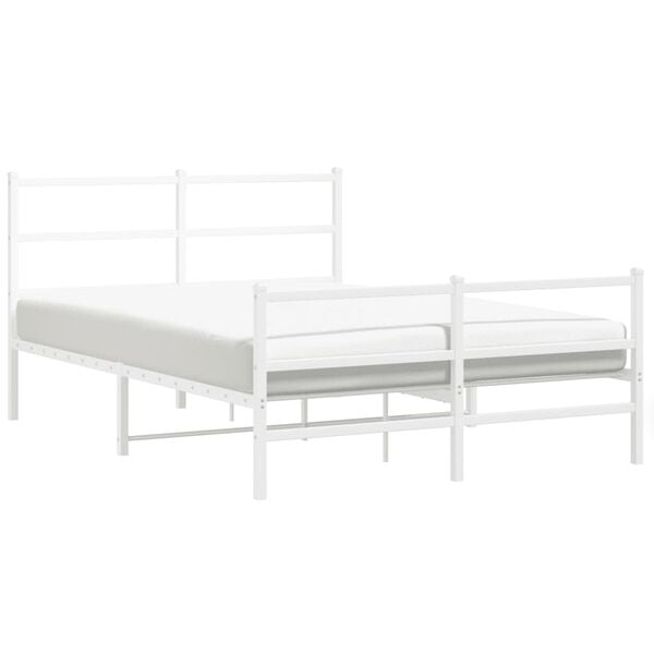 vidaXL Metal Bed Frame without Mattress with Footboard&nbsp;White 140x190cm