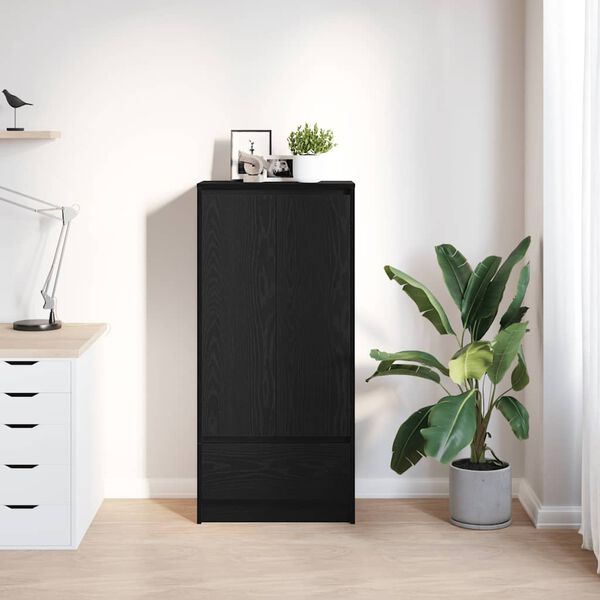 vidaXL Cabinet with Drawer Black Oak 55.5x34x119.5 cm Engineered Wood