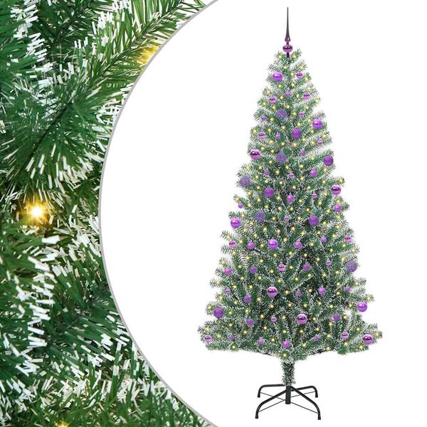 vidaXL Artificial Christmas Tree Snow Flocked with LED Light 210 cm