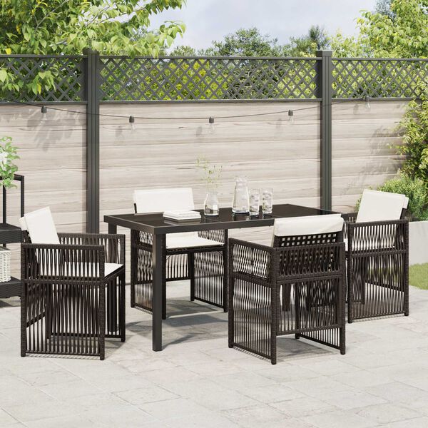 vidaXL Garden Dining Set 5 pcs Brown Powder-Coated Steel