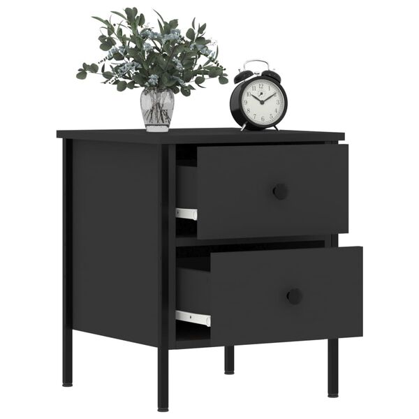 vidaXL Bedside Cabinets 2 pcs Black 40x42x50 cm Engineered Wood