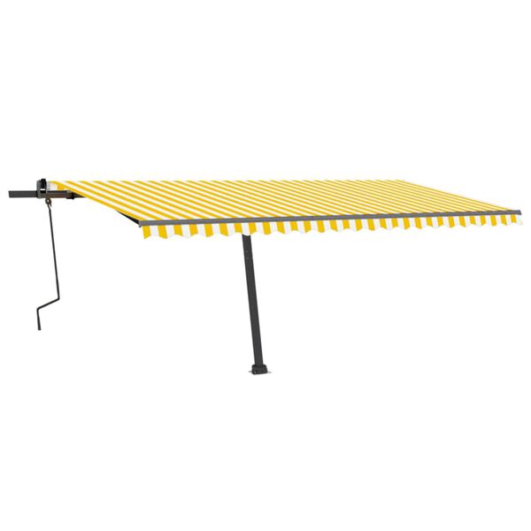 vidaXL Freestanding Manual Retractable Awning 500x300 cm Yellow/White
