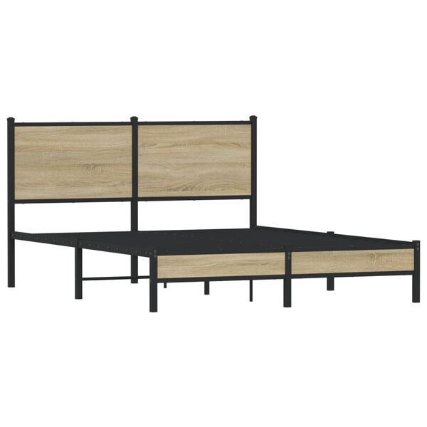 vidaXL Metal Bed Frame without Mattress Sonoma Oak 137x190 cm