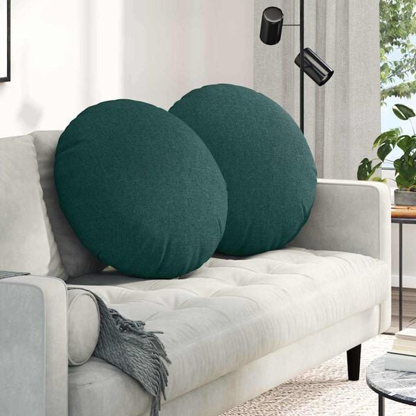 vidaXL Seat Cushions 2 pcs Dark Green &Oslash;60 x 21 cm Fabric