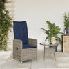 vidaXL Reclining Garden Chair with Cushions Grey Poly Rattan