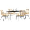 vidaXL 5 Piece Garden Dining Set Brown Poly Rattan Glass