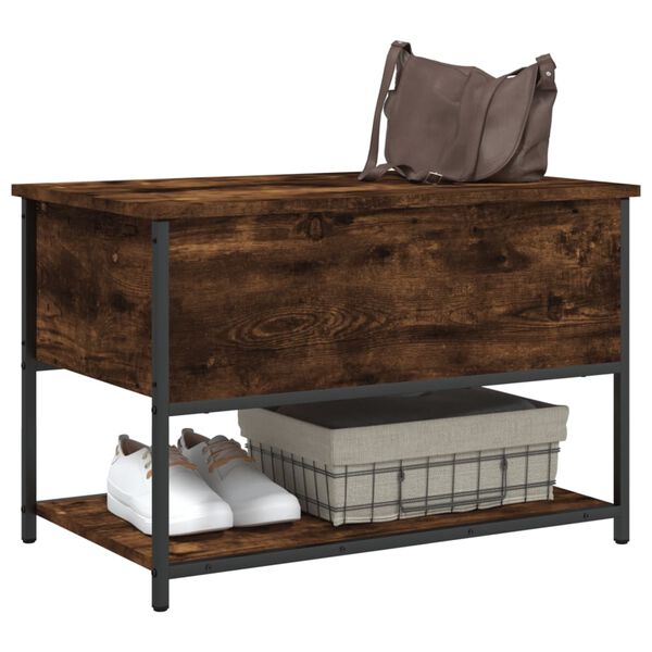 vidaXL Storage Bench Smoked Oak 70x42.5x47 cm Engineered Wood