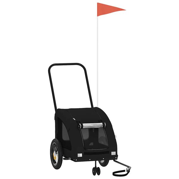 vidaXL Pet Bike Trailer Black Oxford Fabric and Iron