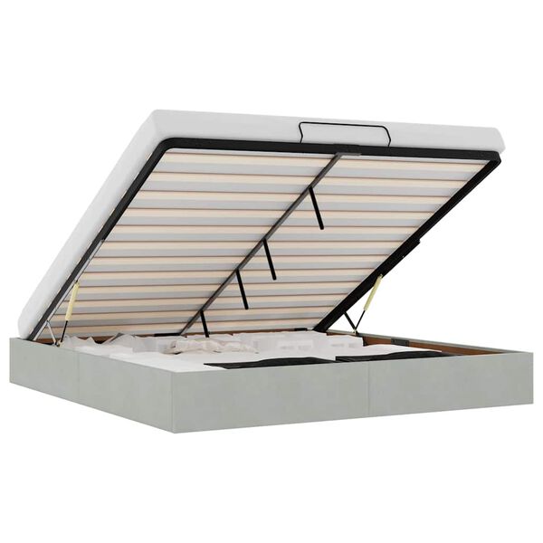 vidaXL Ottoman Bed Frame No Mattress Light Grey Super King Velvet