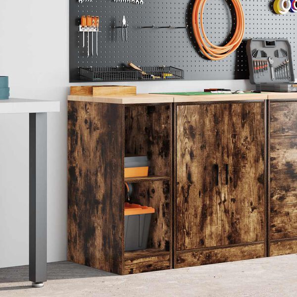 vidaXL Garage Storage Cabinet Smoked Oak 30x51x85 cm Solid Wood Pine