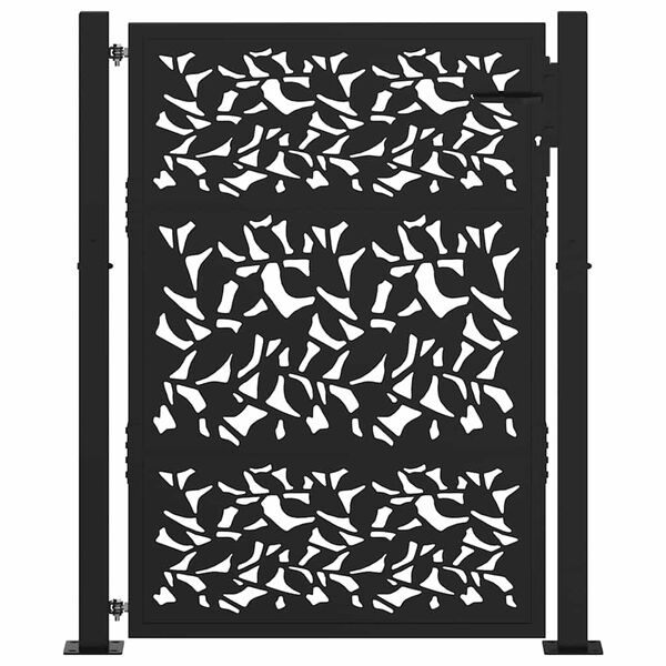 vidaXL Garden Gate Black 100x125 cm Steel Leaf Design