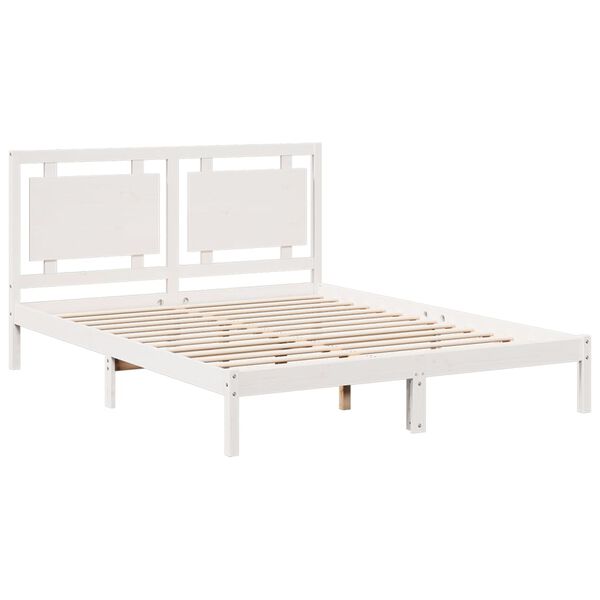vidaXL Extra Long Bed Frame without Mattress White 160x210 cm Solid Wood