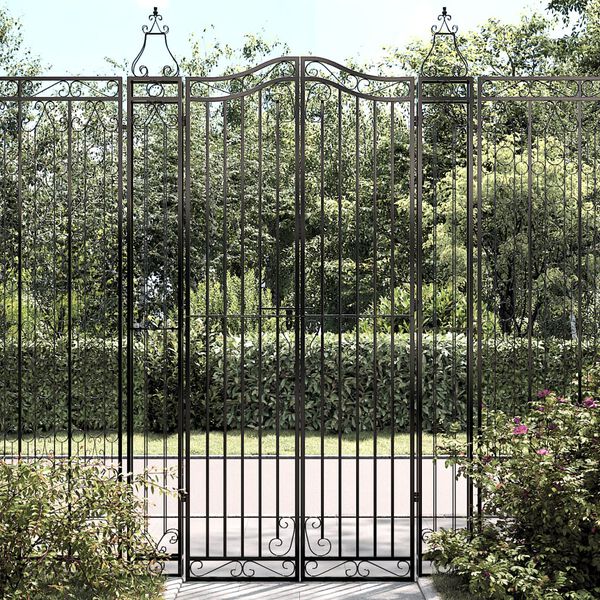 vidaXL Garden Gate Black 121x8x200 cm Wrought Iron