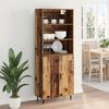 vidaXL Highboard Old Wood 69.5 x 34 x 180 cm Engineered Wood and Glass