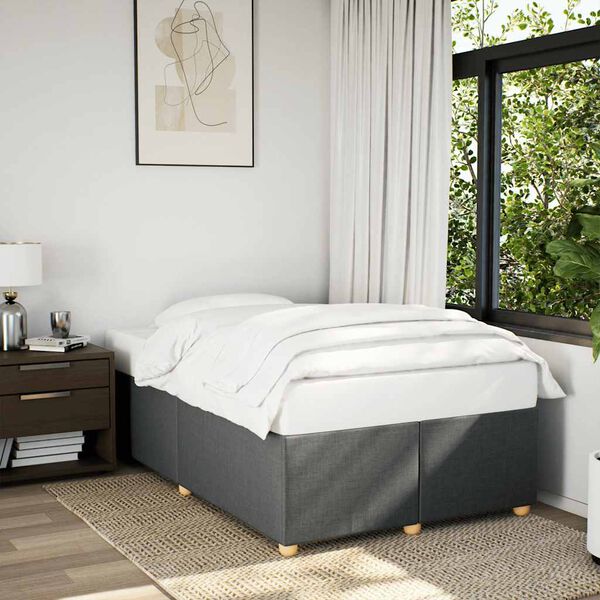 vidaXL Bed Frame without Mattress Dark Grey&nbsp;Double Fabric