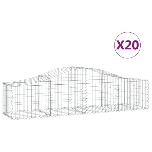 vidaXL Arched Gabion Baskets 20 pcs 200x50x40/60 cm Galvanised Iron