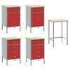 vidaXL Work Cabinet with Drawer 3 pcs Red and Grey 150 x 55 x 85 cm