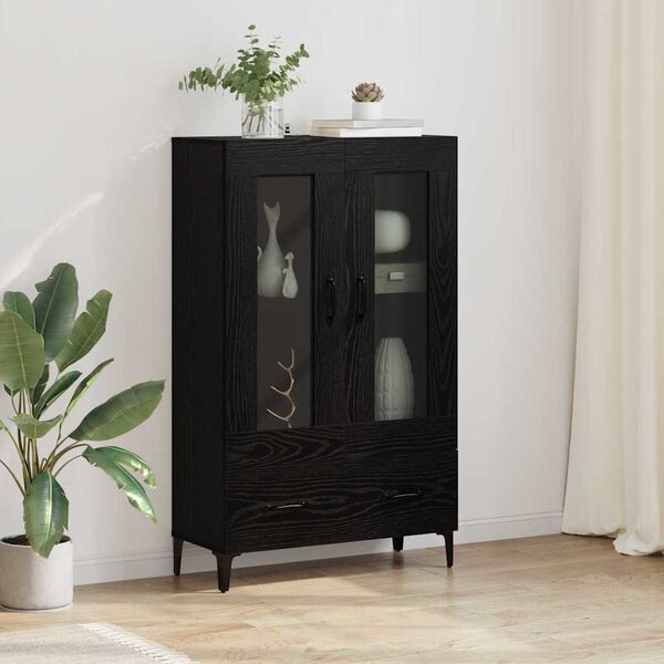 vidaXL Highboard Black Oak 70 x 31 x 115 cm Engineered Wood and Iron