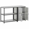 vidaXL Kitchen Storage Set with Shelf 2 pcs Silver Galvanised Steel