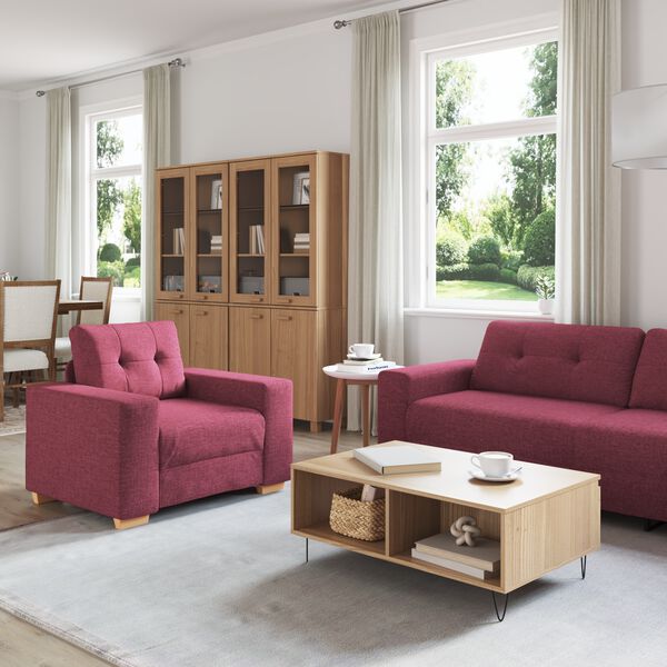 vidaXL Sofa 3 pcs Wind Red Fabric
