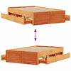 vidaXL Bed Frame without Mattress with Drawers Wax Brown 135x190 cm Double Solid Wood Pine