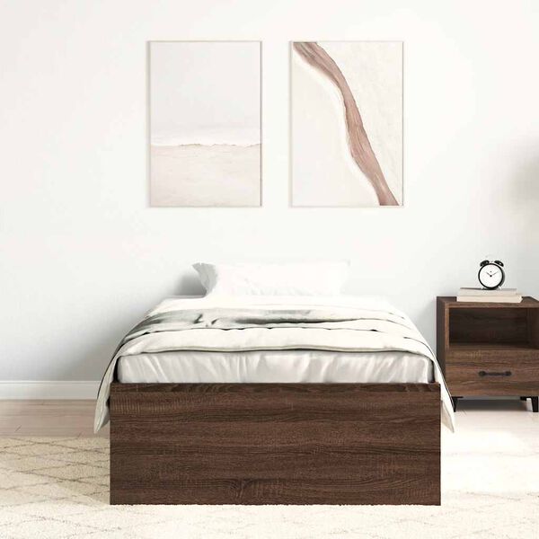 vidaXL Bed Frame without Mattress Brown Oak 90x200 cm