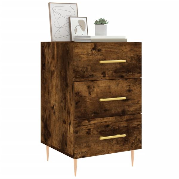 vidaXL Bedside Cabinet Smoked Oak 40x40x66 cm Engineered Wood