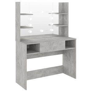 vidaXL Makeup Table with LED Lights 100x40x135 cm MDF Concrete Grey