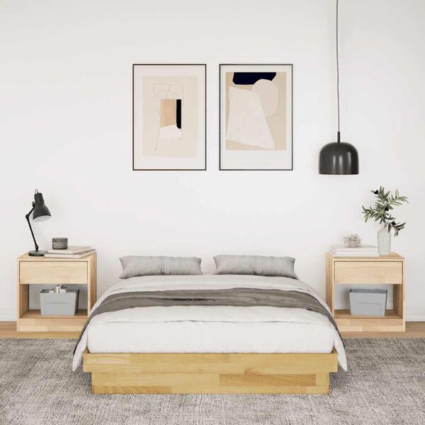 vidaXL Bed Frame without Mattress 120x190 cm Small Double Solid Wood Oak