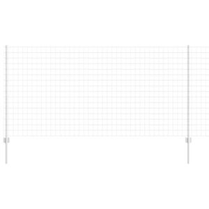 vidaXL Fence with Post Silver