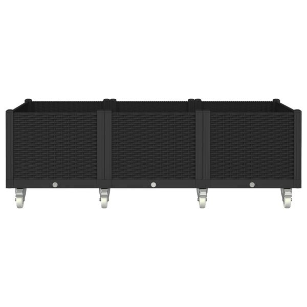 vidaXL Garden Planter with Wheels Black 150x80x54 cm PP