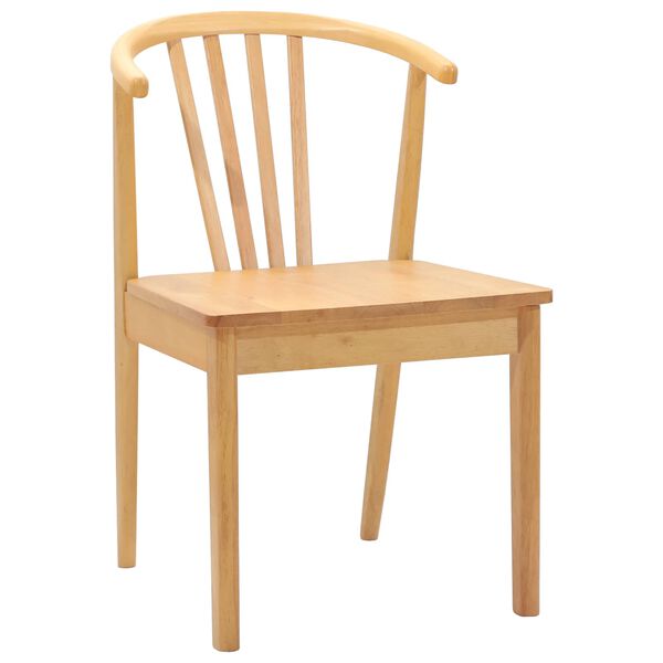 vidaXL Dining Chair 2 pcs Natural Solid Rubberwood