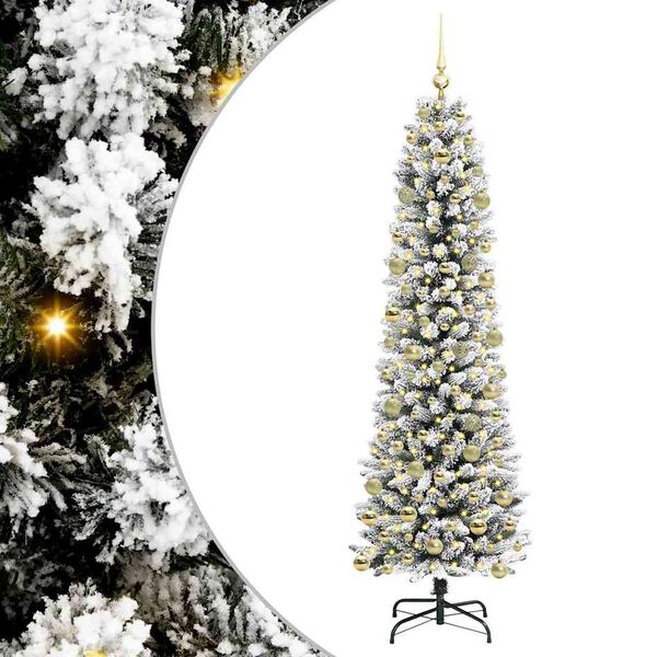 vidaXL Artificial Christmas Tree with 300 LEDs with Stand White 210 cm