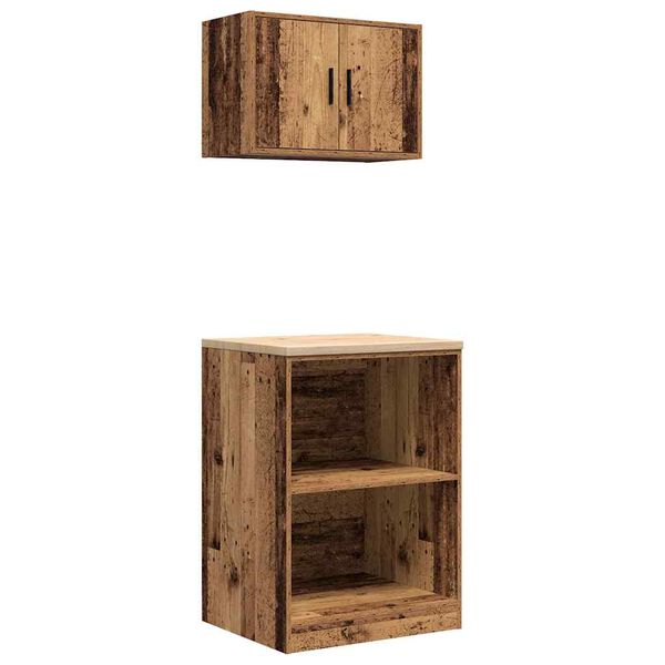 vidaXL Garage Cabinets 2 pcs Old Wood Engineered Wood