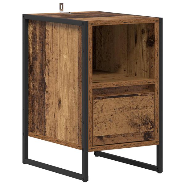 vidaXL Bedside Table Old Wood 39.5 x 30 x 50 cm Engineered Wood