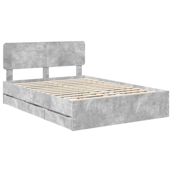 vidaXL Bed Frame Concrete Grey 160 x 200 cm Engineered Wood