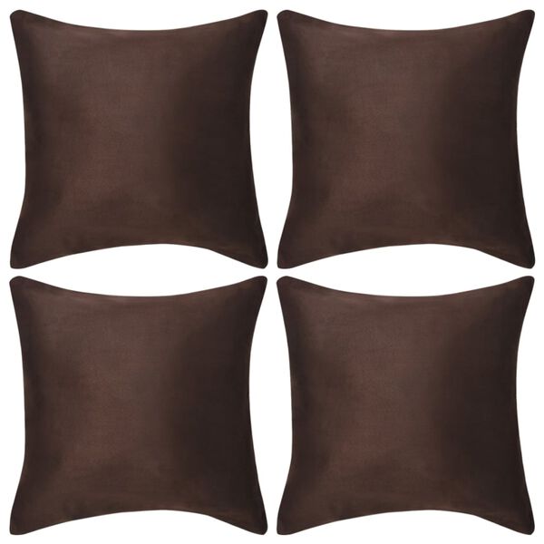vidaXL Cushion Covers 4 pcs 80x80 cm Polyester Faux Suede Brown