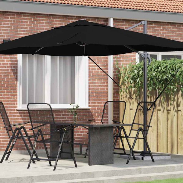 vidaXL Cantilever Roma Parasol Black and Black 352 x 251 x 260 cm