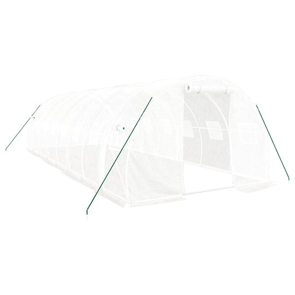 vidaXL Greenhouse with Steel Frame White 24 m&sup2; 8x3x2 m