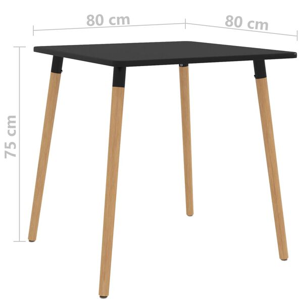 vidaXL Dining Table Black 80x80x75 cm Metal