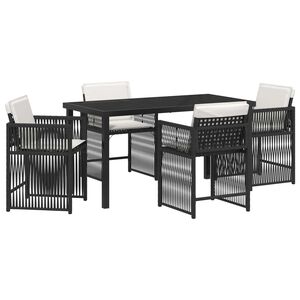 vidaXL Garden Dining Set 5 pcs Black Poly Rattan