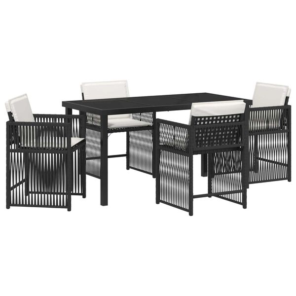 vidaXL Garden Dining Set 5 pcs Black Poly Rattan
